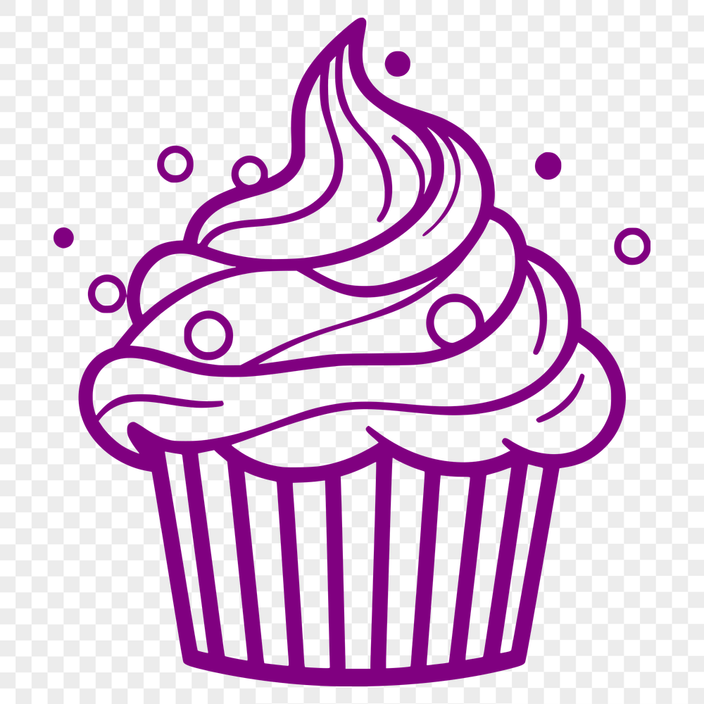 Artistic Cupcake Simple Line Drawing