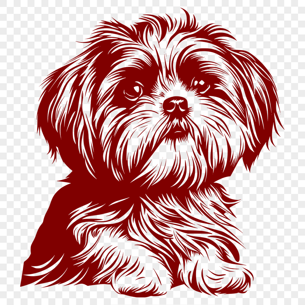 Artistic Sitting Shih Tzu Vector Illustration