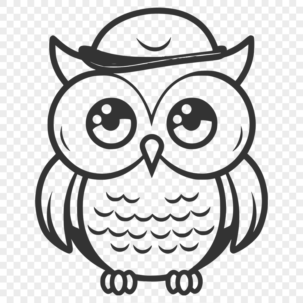 Beautiful Owl Simple Line Drawing