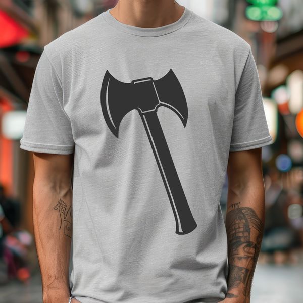 Traditional Woodworking Tool Vector Art A detailed vector illustration of a traditional axe head with a wooden handle.