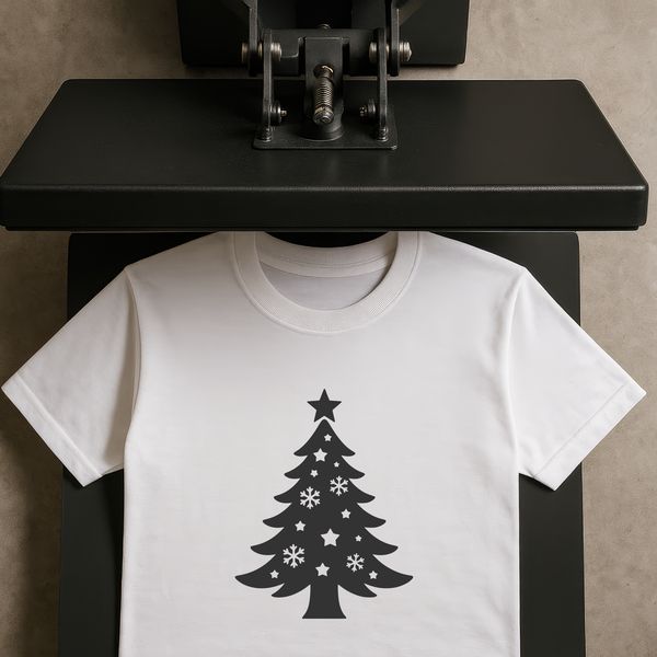 A traditional Christmas tree illustration designed as a scalable vector graphic (SVG) for commercial or personal use.