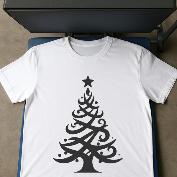 A digital vector art depiction of a traditional Christmas tree with branches and foliage.