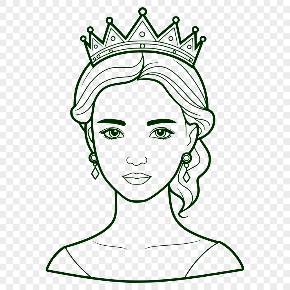 Beautiful Regal Woman Illustration Vector Female character from a fairy tale depicted as a regal woman with royal attire.