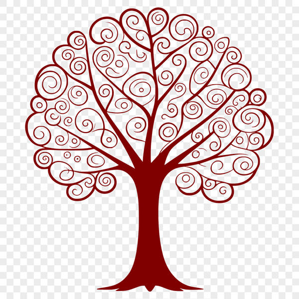 An intricately designed tree silhouette created using vector graphics.
