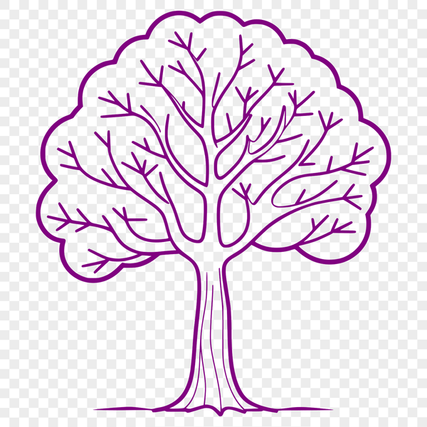 A vector illustration of a tree with leaves and branches, suitable for cutting machine stencils or digital design projects.