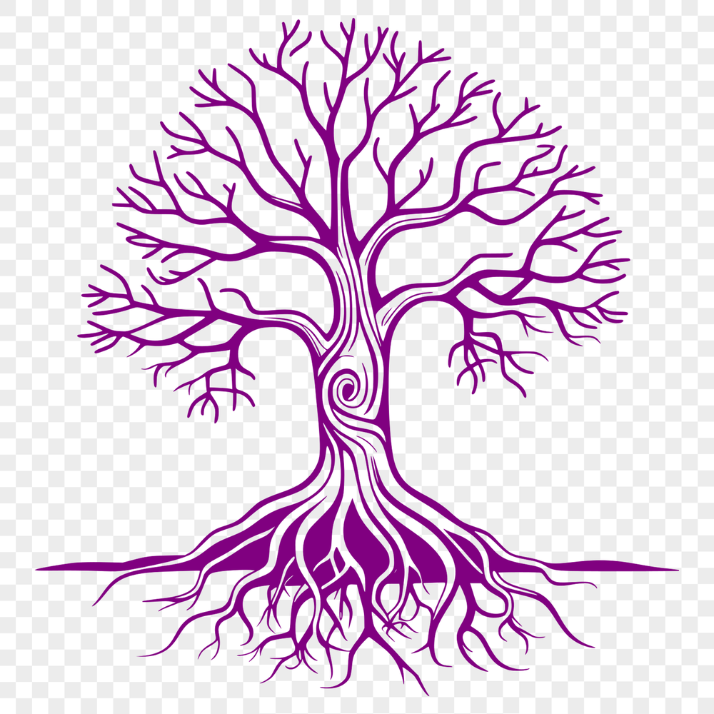 Vector Tree Illustration for Creative Projects An illustrative tree design made from vector shapes for easy editing and manipulation.