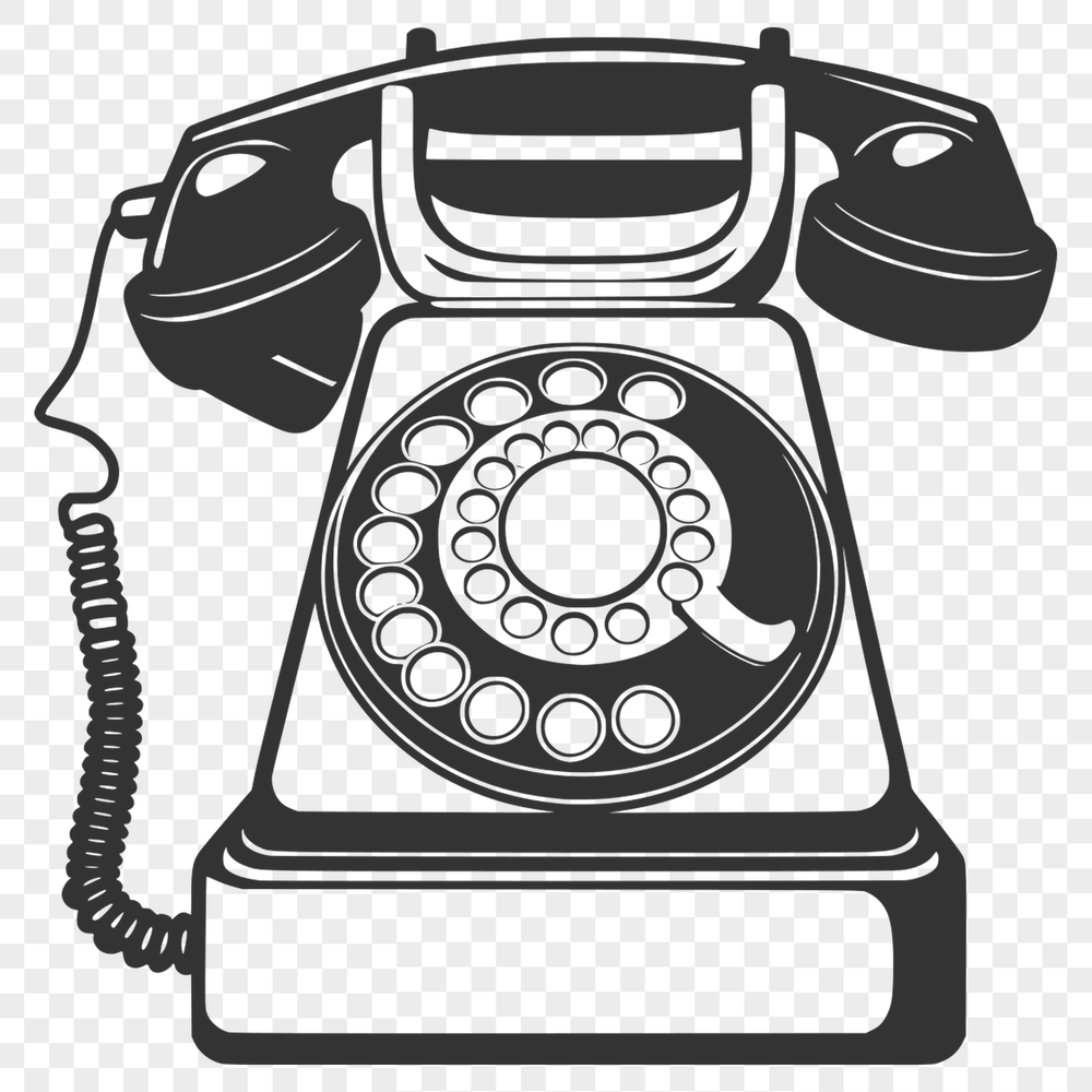 Vector illustration of a classic telephone with analog keypad and receiver.