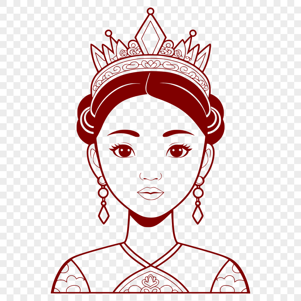 Beautiful Girl in a Gown Clipart Illustration of a girl in a royal gown, created as an SVG file for digital use.