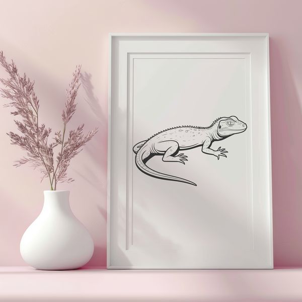 Illustrated green reptile lizard in vector format.