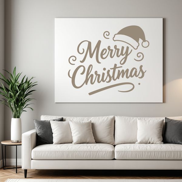 Vector illustration of a merry Christmas quote in bold font with festive holly and berries