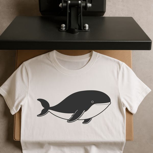 A digital vector illustration of a whale in silhouette form.