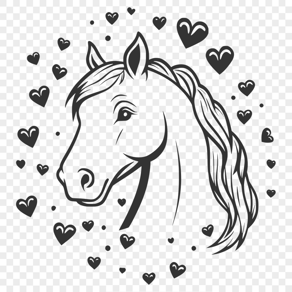 Horse Drawing In SVG, PNG, PDF And DXF File Formats