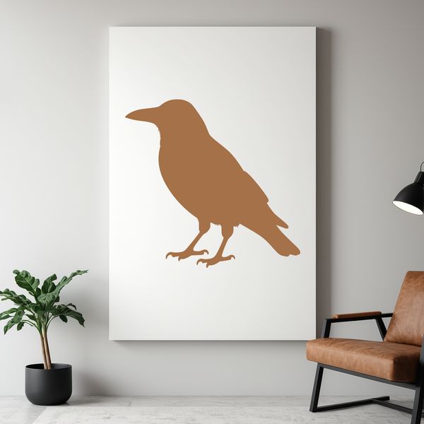 An SVG vector graphic image of a black bird with glossy feathers.