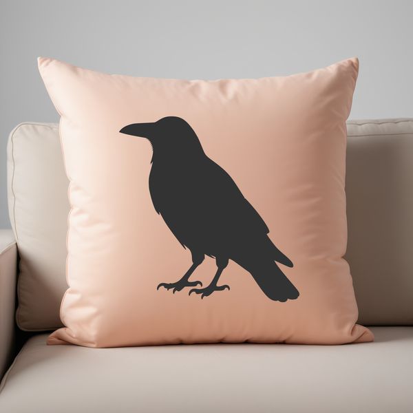 A detailed vector illustration of a crow perched on a branch, suitable for cutting machines or laser engraving.
