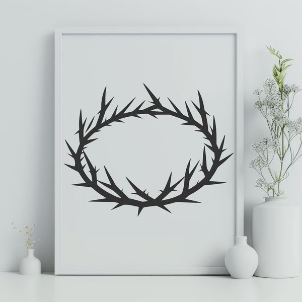 Symbolic Crown Design An intricately designed crown made of thorns, symbolizing a deep religious significance.