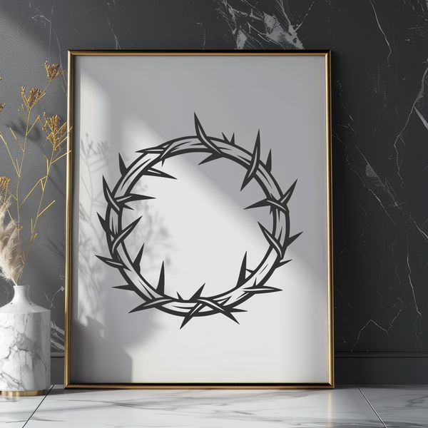 Symbolic Ornament A digital representation of the Crown of Thorns, a significant symbol in Christianity.