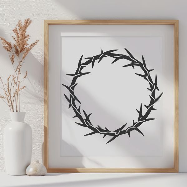 Symbolic Crown of Thorns SVG Art A stylized representation of the crown of thorns worn by Jesus Christ during his crucifixion, created as a vector design.