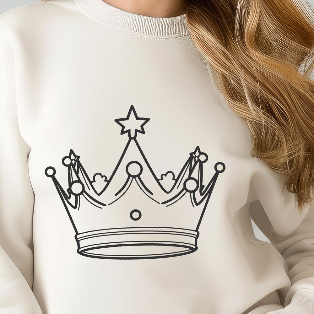 Golden Crown Illustration A digital illustration of a gold crown with ornate details, suitable for vector design and cutting machine projects.