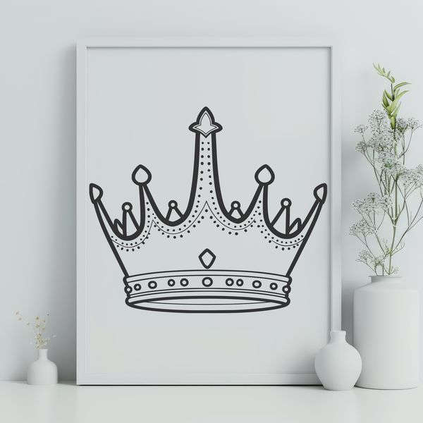 A digital vector design of a regal crown, suitable for various cutting machines and crafts.