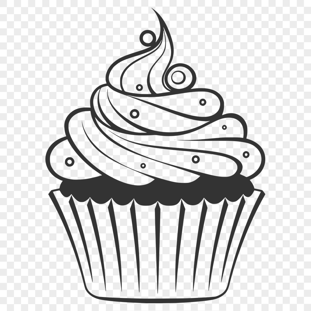 Creative Cupcake Vector Drawing