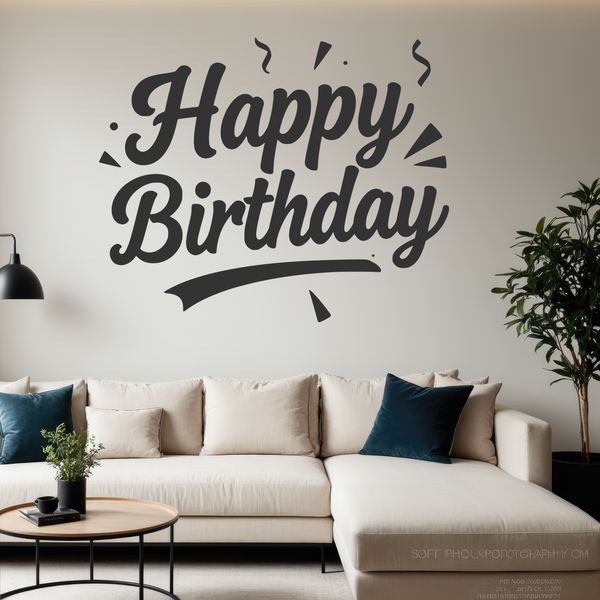SVG graphic for a happy birthday quote with clean vector design for cutting machine or laser engraving.