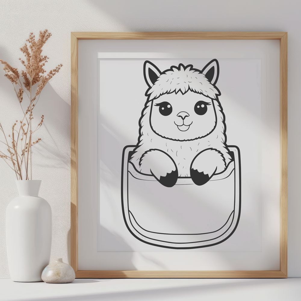 Friendly Pocket Alpaca Icon SVG illustration of a friendly alpaca in a pocket-sized design.