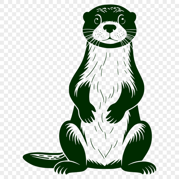 A vector graphic design featuring a detailed image of an otter's head and body.
