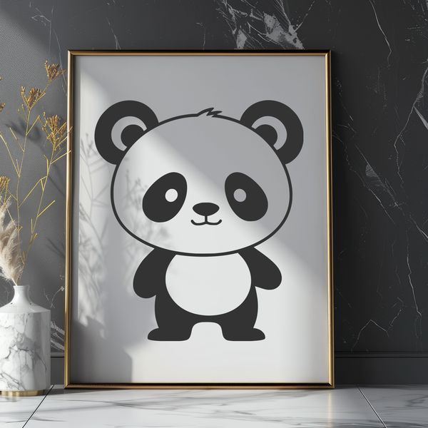 Free Vector Panda Icon Vector graphic of a cute panda bear sitting on its hind legs.