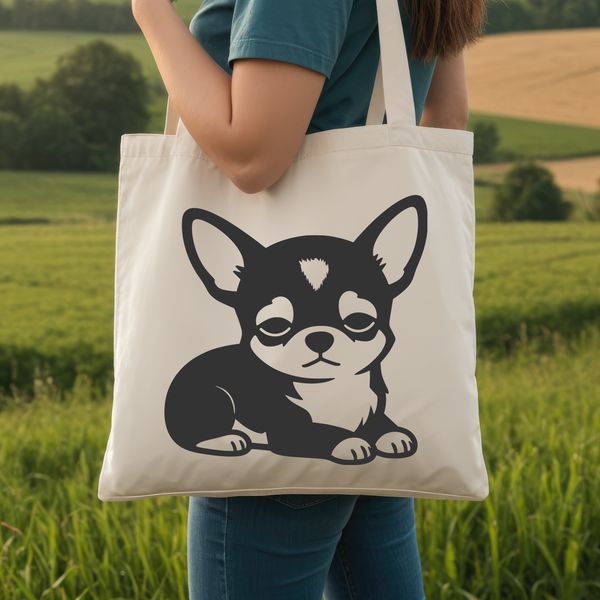 A simple line-drawn illustration of a Chihuahua dog.