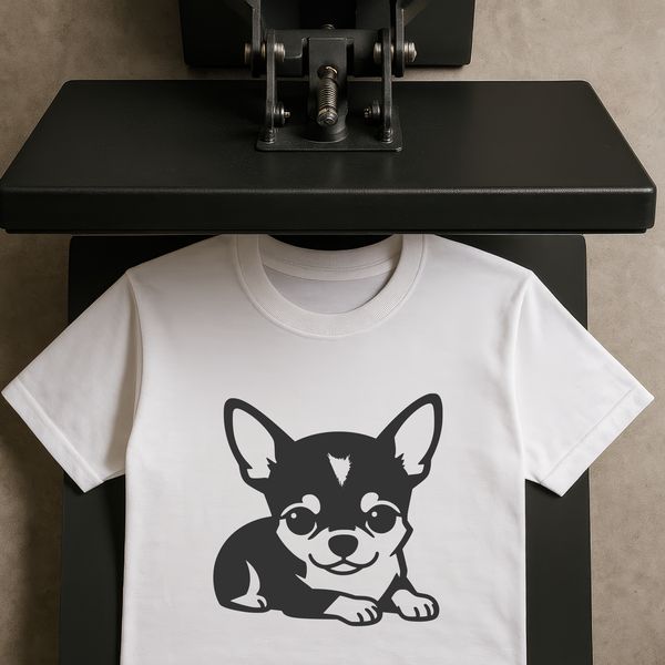 A small Chihuahua in a simple silhouette design.