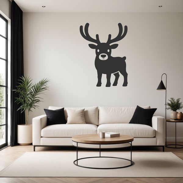 Illustrative vector graphic of a reindeer in silhouette form for commercial or personal use.