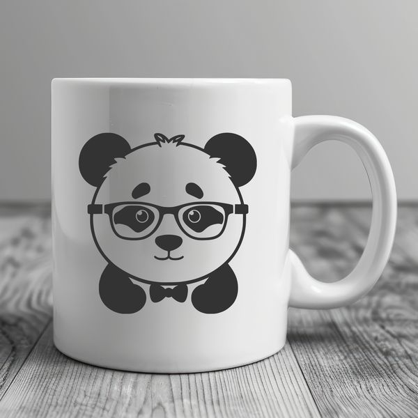 Cuddly Panda in Shades A black and white panda wearing glasses in a playful pose.