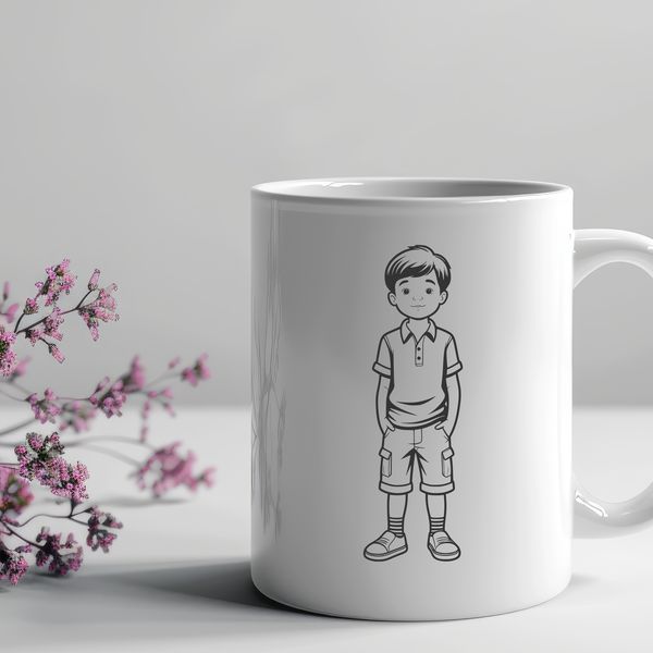 Simple Child Face Design An outline design of a child's face with basic features.