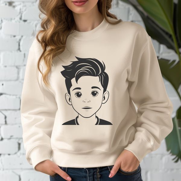 Cute Cartoon Boy Character A young boy character designed as a vector graphic, suitable for various uses.