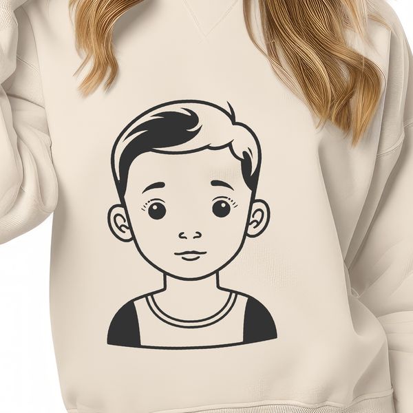 Minimalist Boy Silhouette An isolated vector graphic image of a child's figure with minimal details.