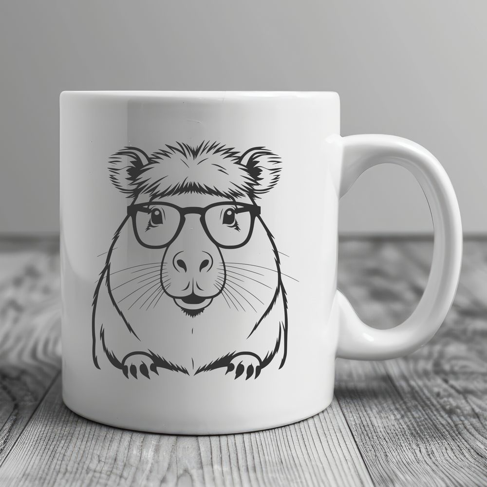 Webbed Wonder - Rodent in Shades A South American rodent with distinctive webbed feet, wearing a pair of glasses on its head.