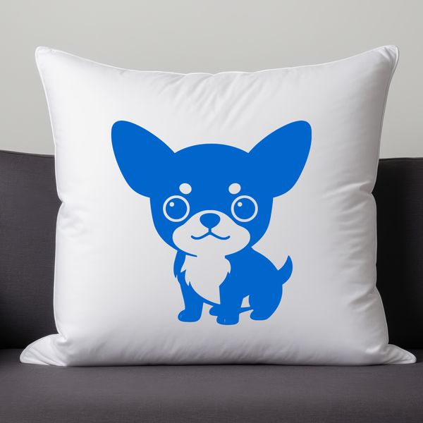 A small breed dog, specifically a Chihuahua, depicted in simple vector lines.