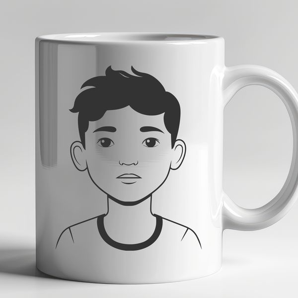 A cheerful boy character design A youthful boy character designed as a vector graphic.