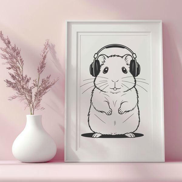 Free Vector Hamster Clip Art A simple line drawing of a small hamster, suitable for use in digital design and cutting projects.