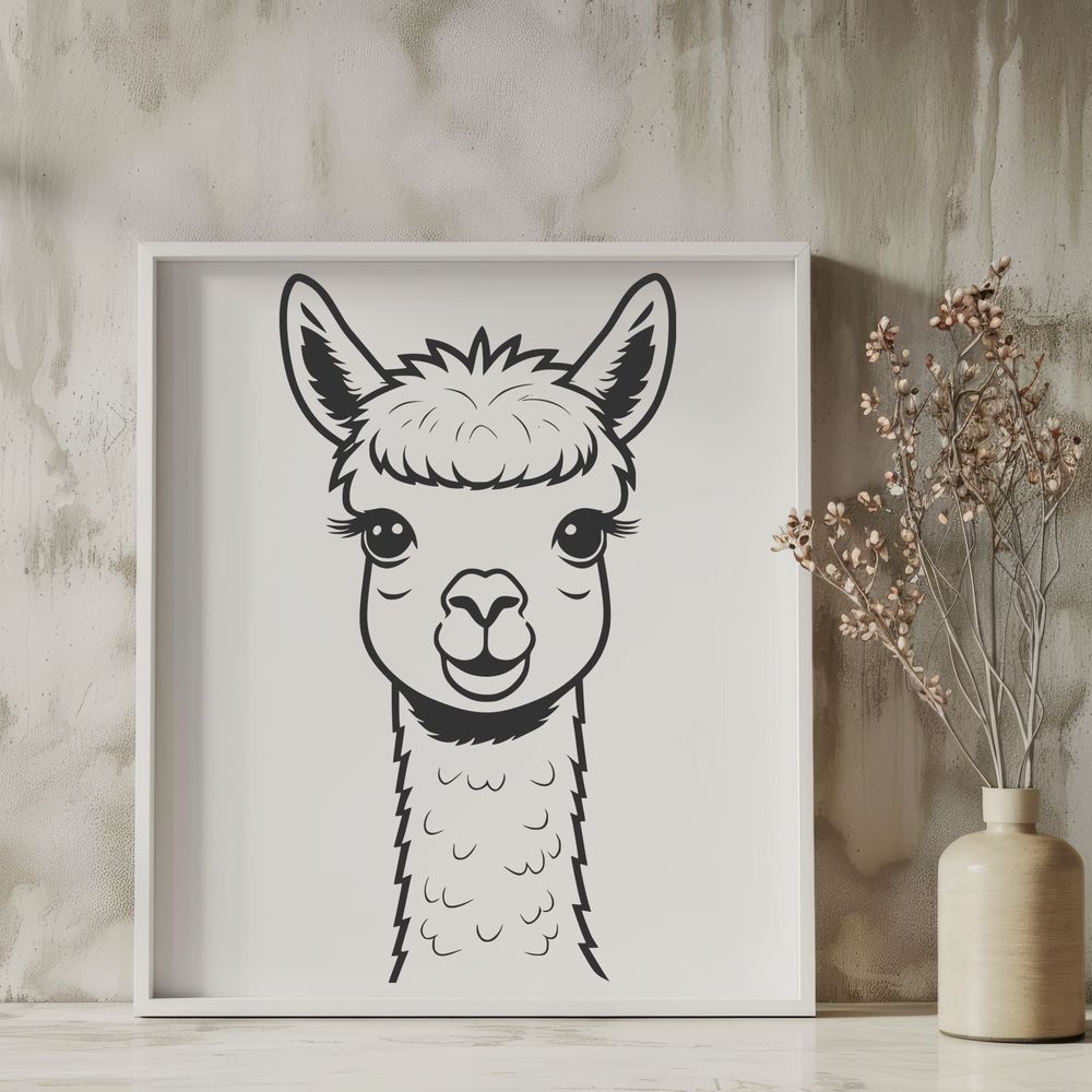 Cuddly South American Camelid A digital illustration of a domesticated South American camelid animal with a soft coat.