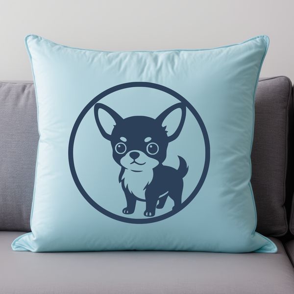 A vector illustration of a small Chihuahua dog with bold lines and simple shapes.