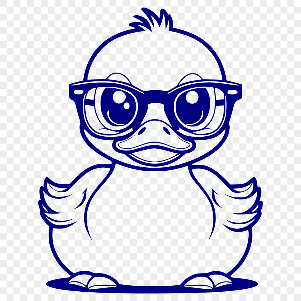 Quacking Good Time SVG Design A cartoon duck wearing glasses illustrated in vector format.