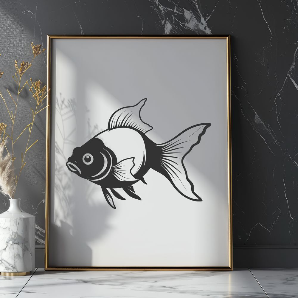 Simple Goldfish Vector Design A simple vector design of a goldfish, suitable for various uses including digital art, crafting, and printing.