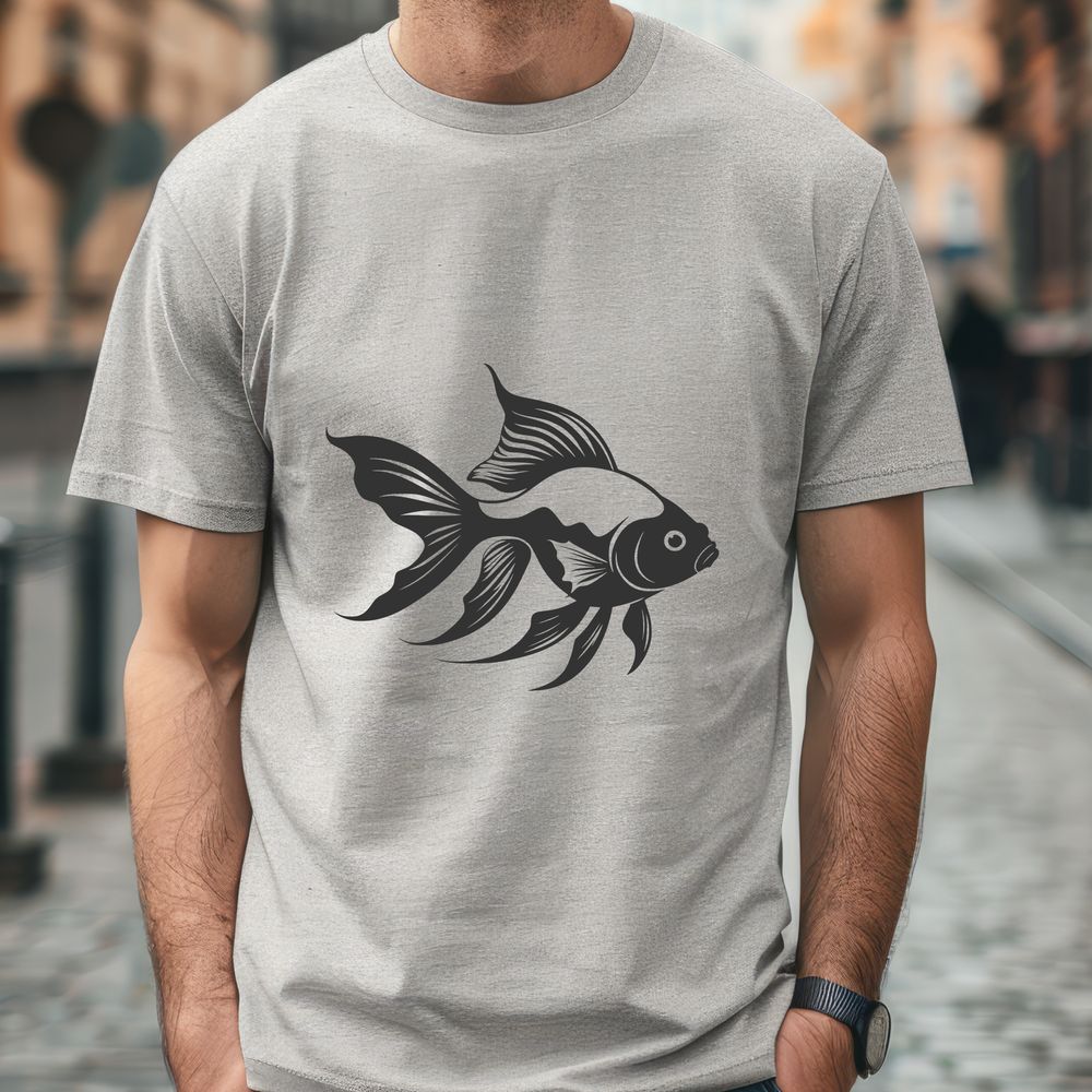 Colorful Goldfish Swims in Water An SVG graphic representation of a pet fish swimming in water.