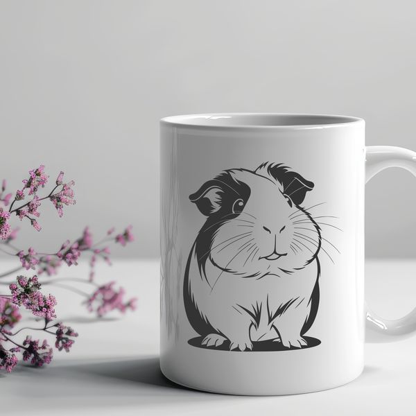 Cute Pet Graphic Illustration A cute guinea pig sitting in a cozy environment.