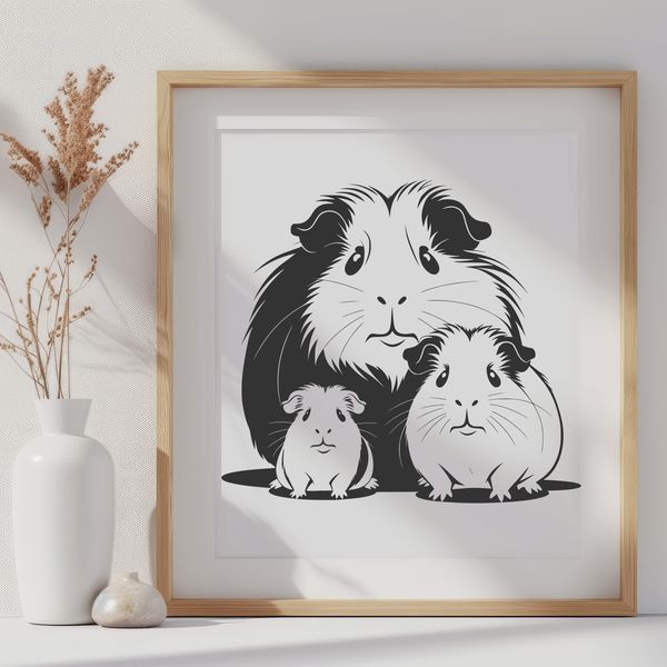Free Vector Guinea Pig Design A detailed illustration of a guinea pig as a vector graphic design suitable for various applications and editing software.
