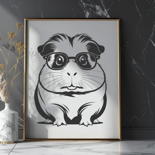 Guinea Pig in Shades A Guinea Pig wearing glasses in a playful pose.