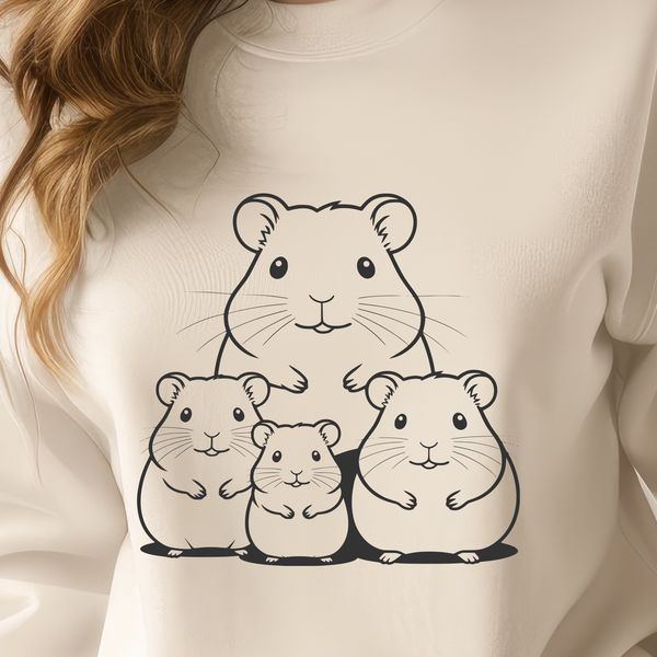 Cute Hamster Illustration in Vibrant Colors Colorful illustration of a cute hamster in various colors, suitable for family activities or as a pet-themed graphic.