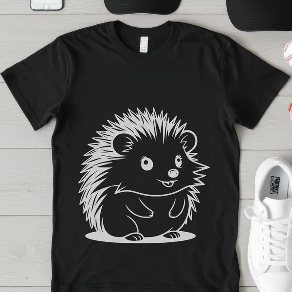 Hedgehog Portrait Vector Art A detailed illustration of a hedgehog featuring sharp quills and a pointed snout.