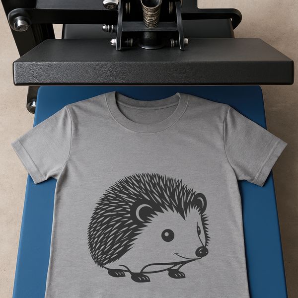 An illustration of a hedgehog featuring sharp quills and a compact, oval-shaped head.